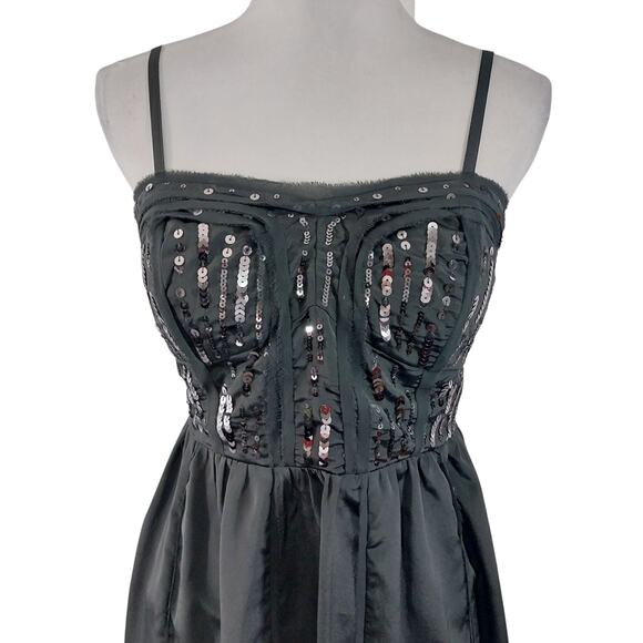 AMERICAN EAGLE! GORGEOUS GRAY SEQUINNED BODICE REMOVABLE STRAP MINI DRESS! SZ 12 - Picture 3 of 9